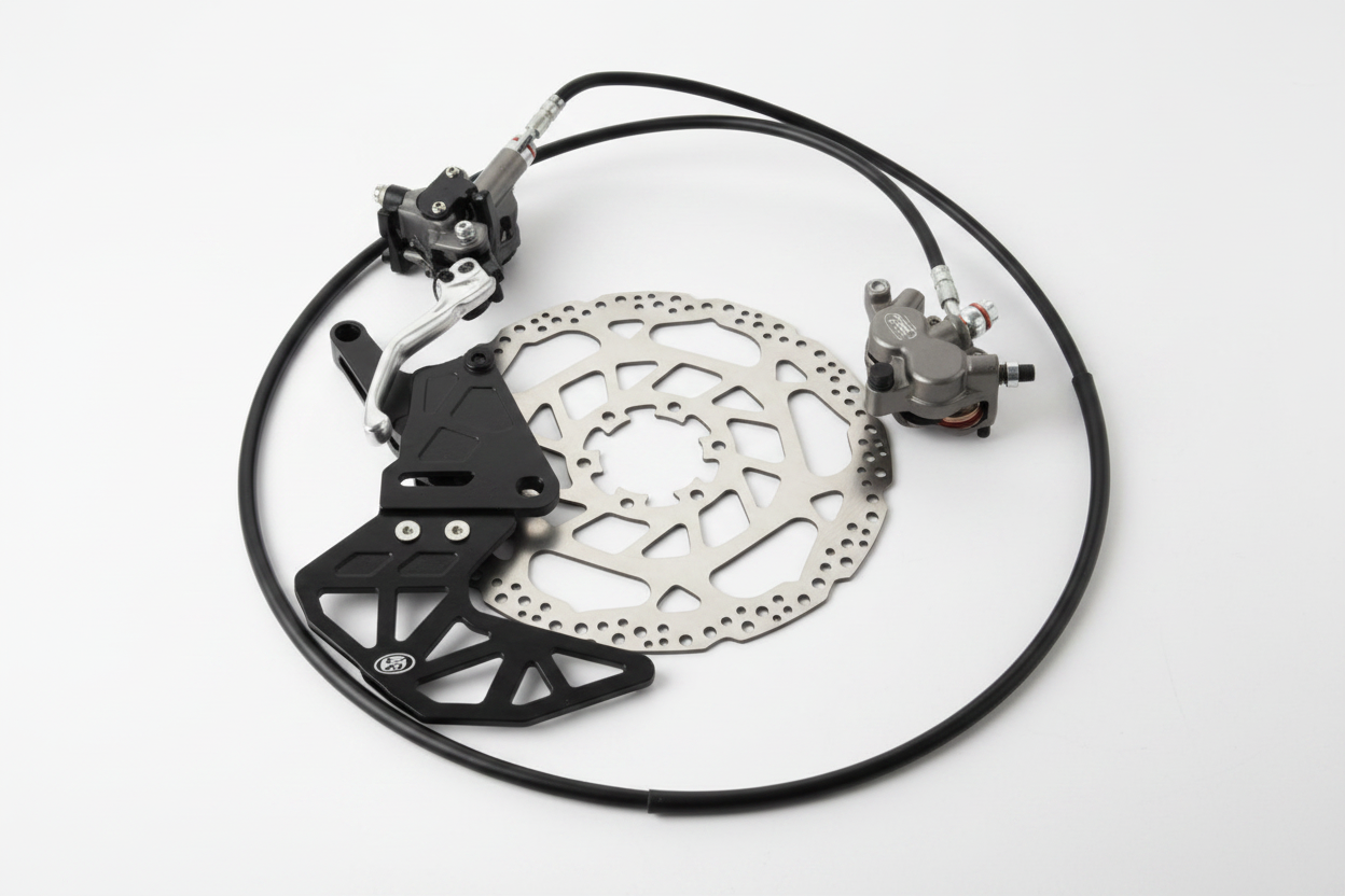 Brake assembly on white background